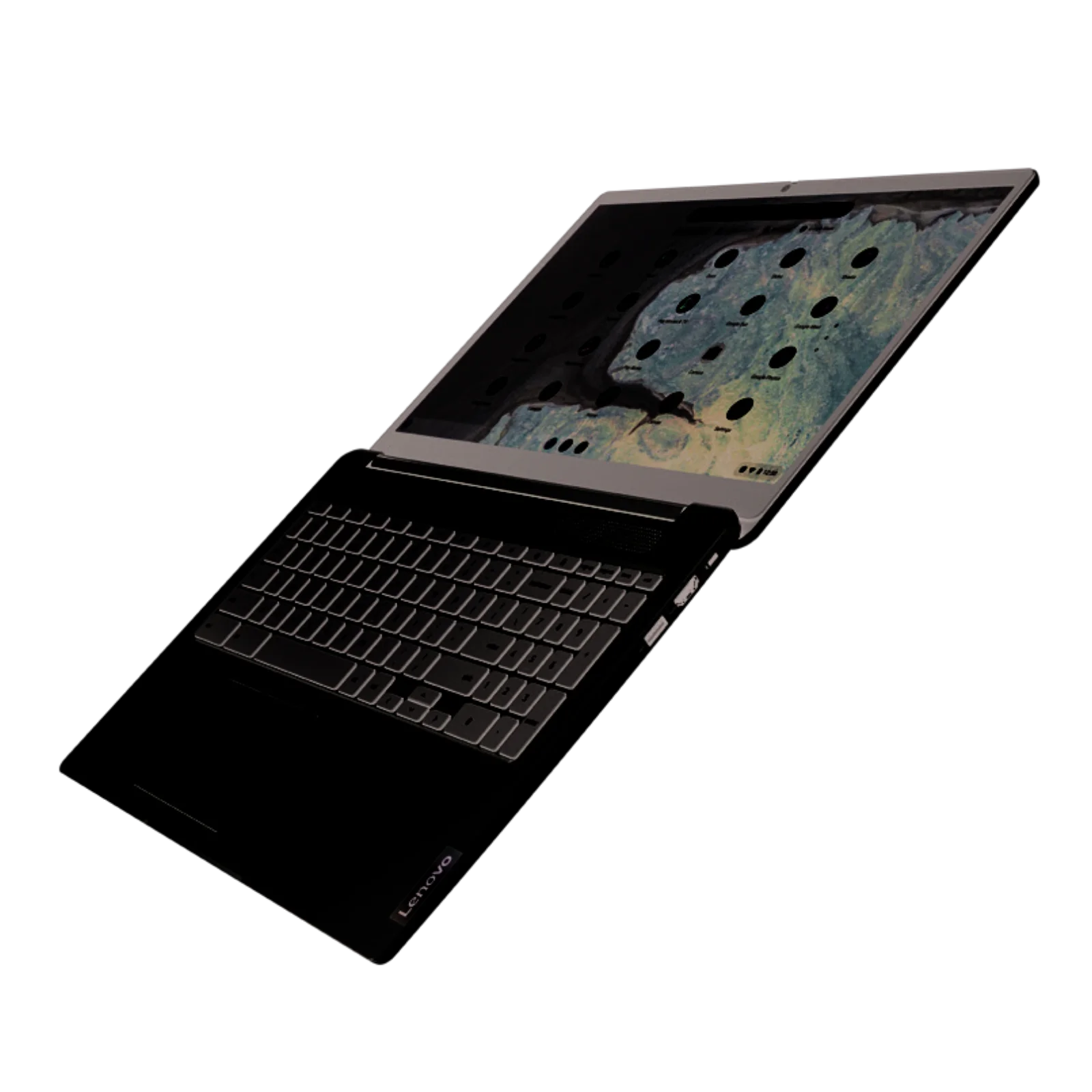 Lenovo IdeaPad Slim 3 Chromebook 15 ouvert sur une table de cuisine, écran 15,6 pouces affichant un onglet Gmail